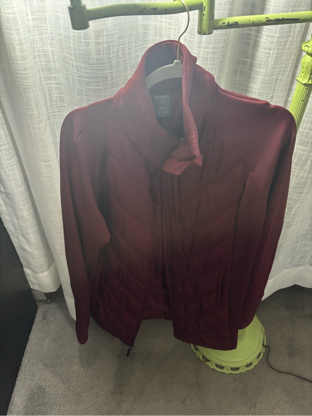 tek gear Burgundy Quilted-Look Jacket